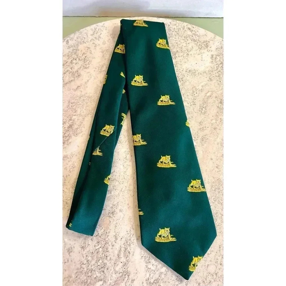 Wembley Men's Green & Gold Tiger Allover Print WPL‎ 4075 Polyester Neck Tie NWT